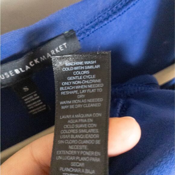 WHBM White House Black Market Blue Cold Shoulder Knee Length Dress Women's Small - Picture 6 of 6